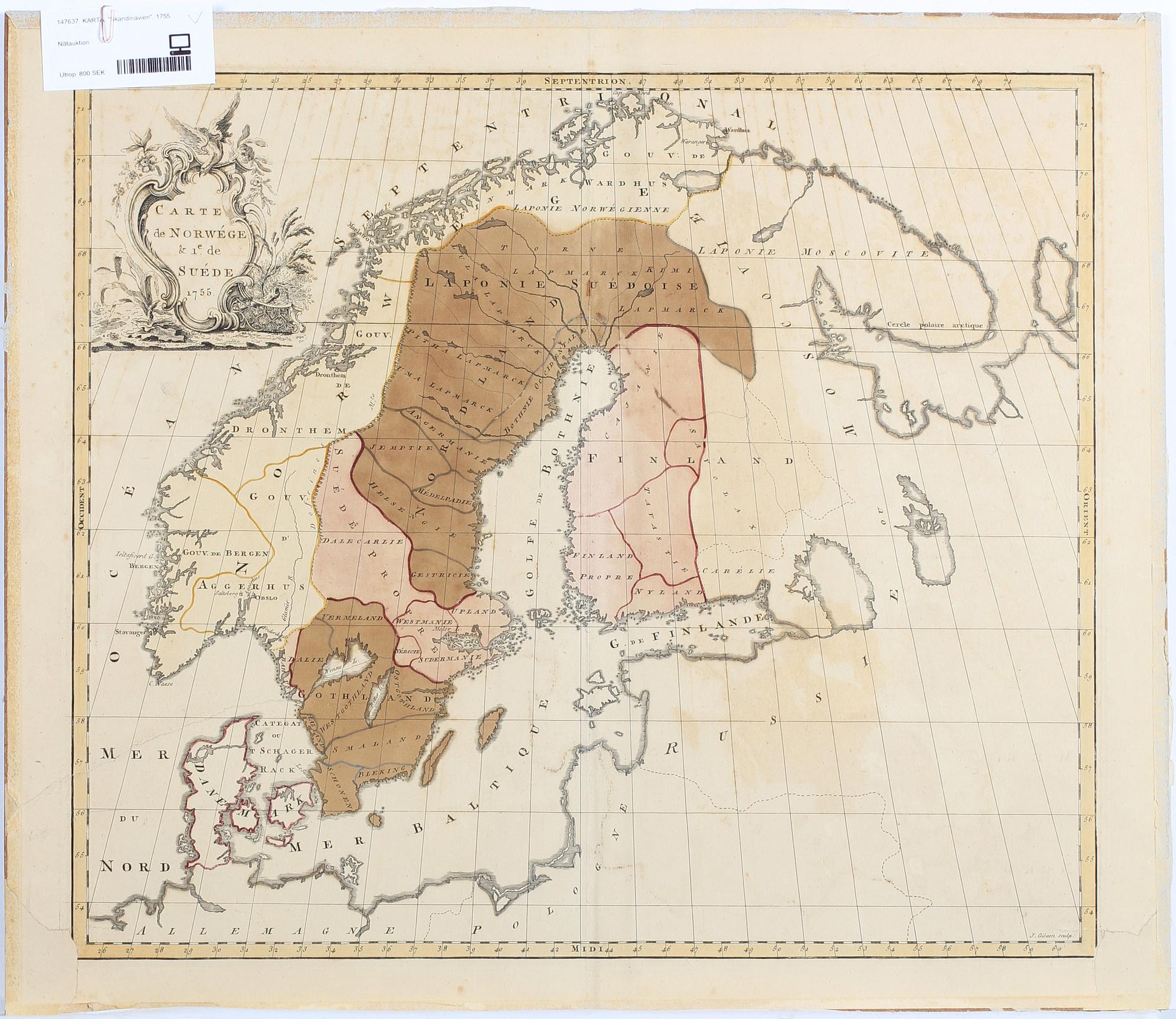 KARTA, "Skandinavien", 1755.