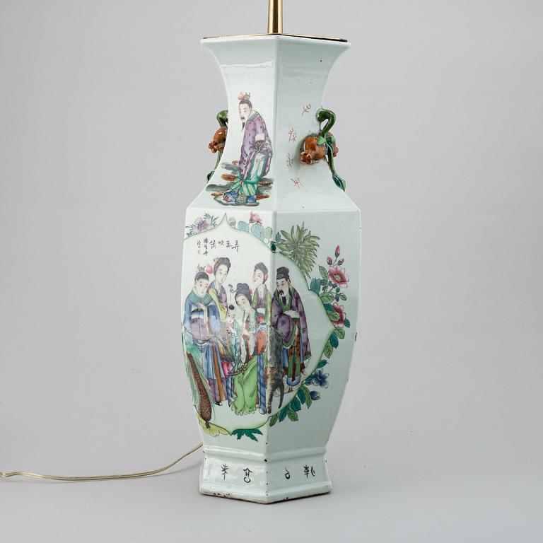 A large Chinese vase, mounted as a lamp, first half of 20th Century.