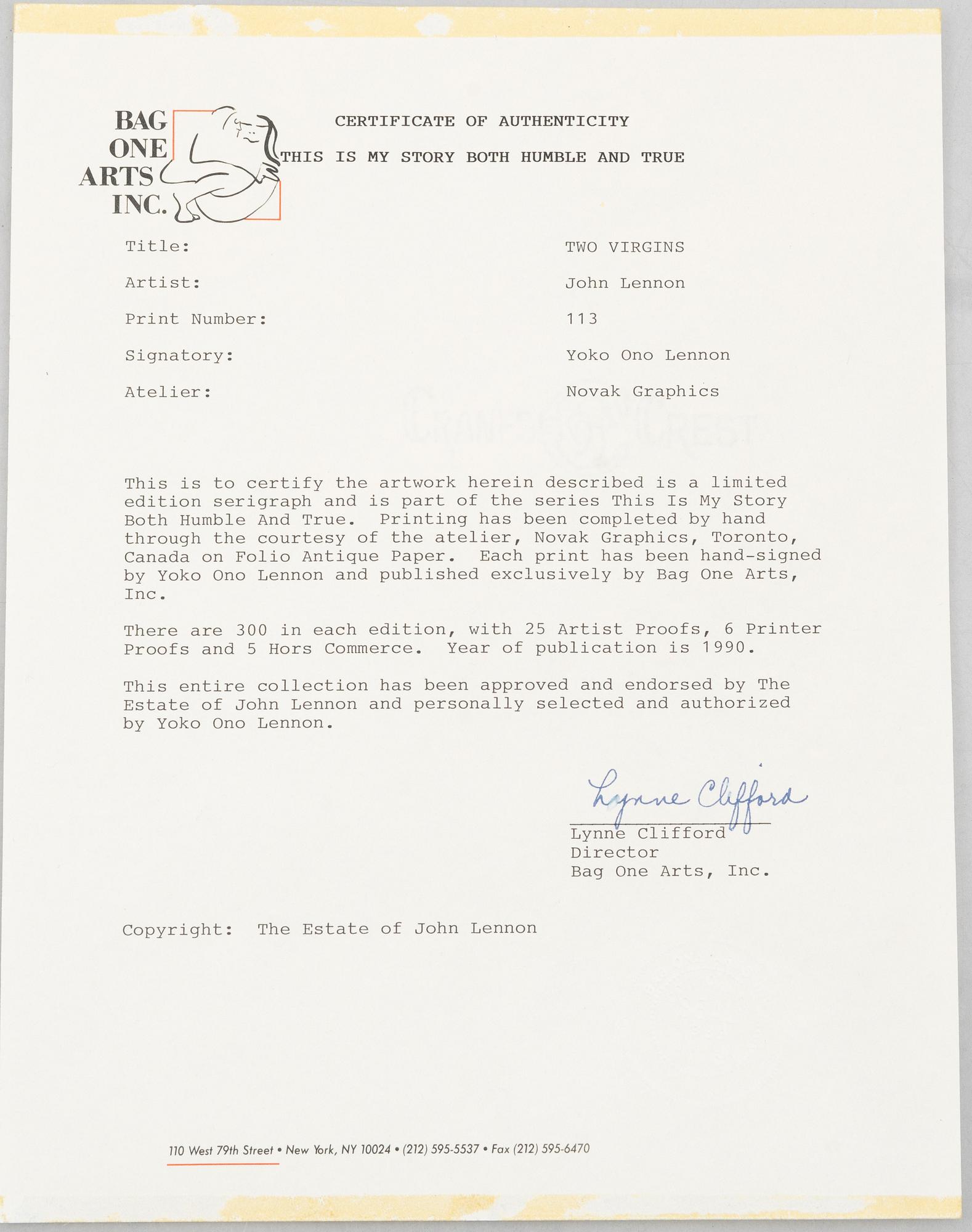 John Lennon & Yoko Ono, 'Two Virgins'.