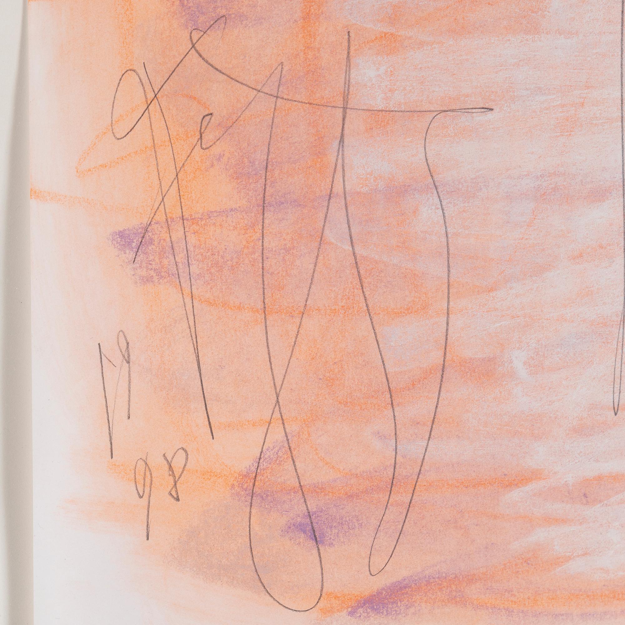 EDDIE FIGGE, pastel and assemblage, signed and dated 1998.