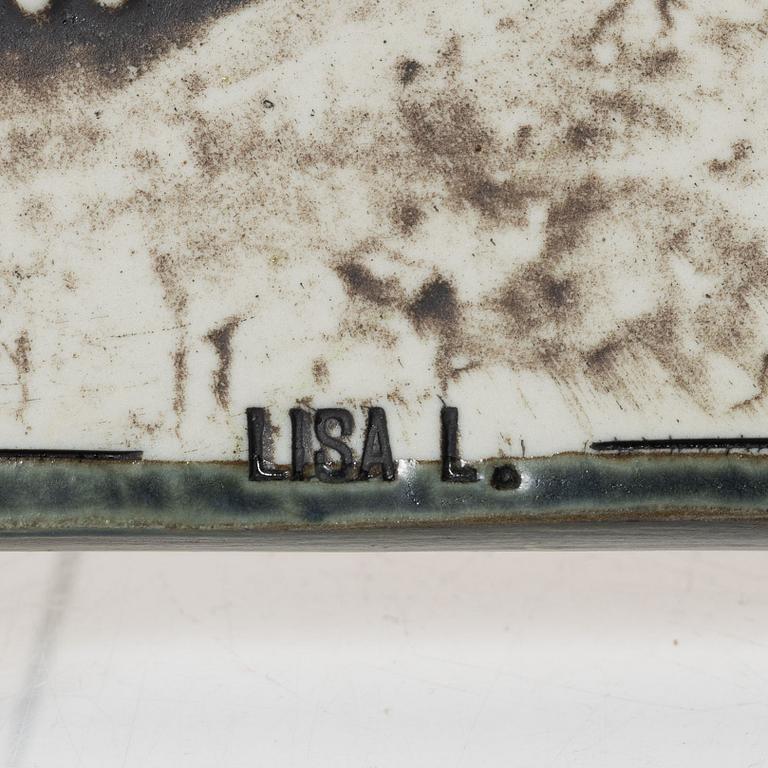 Lisa Larson, two stoneware wall reliefs, Gustavsberg.