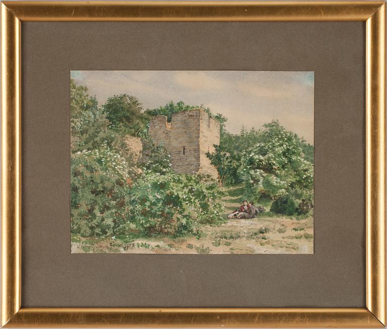 JOHAN KAHL, akvarell, sign o dat 1897.