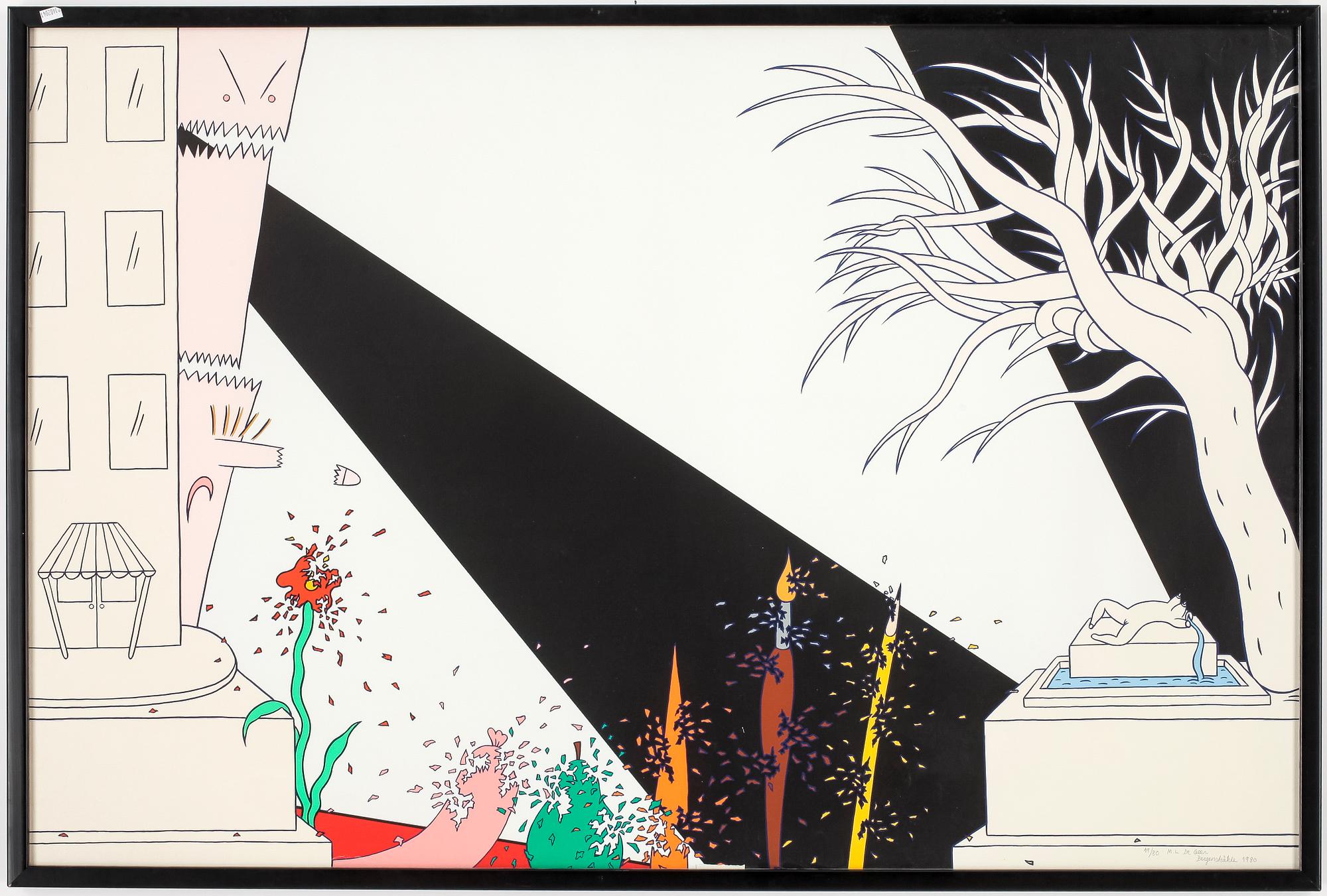 MARIE-LOUISE DE GEER-BERGENSTRÅHLE, färglitografi, signerad och numrerad 19/80, daterad 1980.