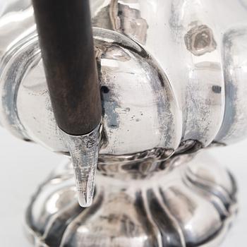 A mid-19th-century Imperial Russian silver coffee pot, Moscow 1848. Unidentified Cyrillic maker's mark IL.