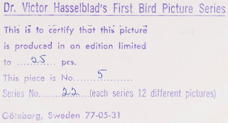 VICTOR HASSELBLAD, fotografier, 12 st, signerade, daterade och numrerade, ur serien nr 22.