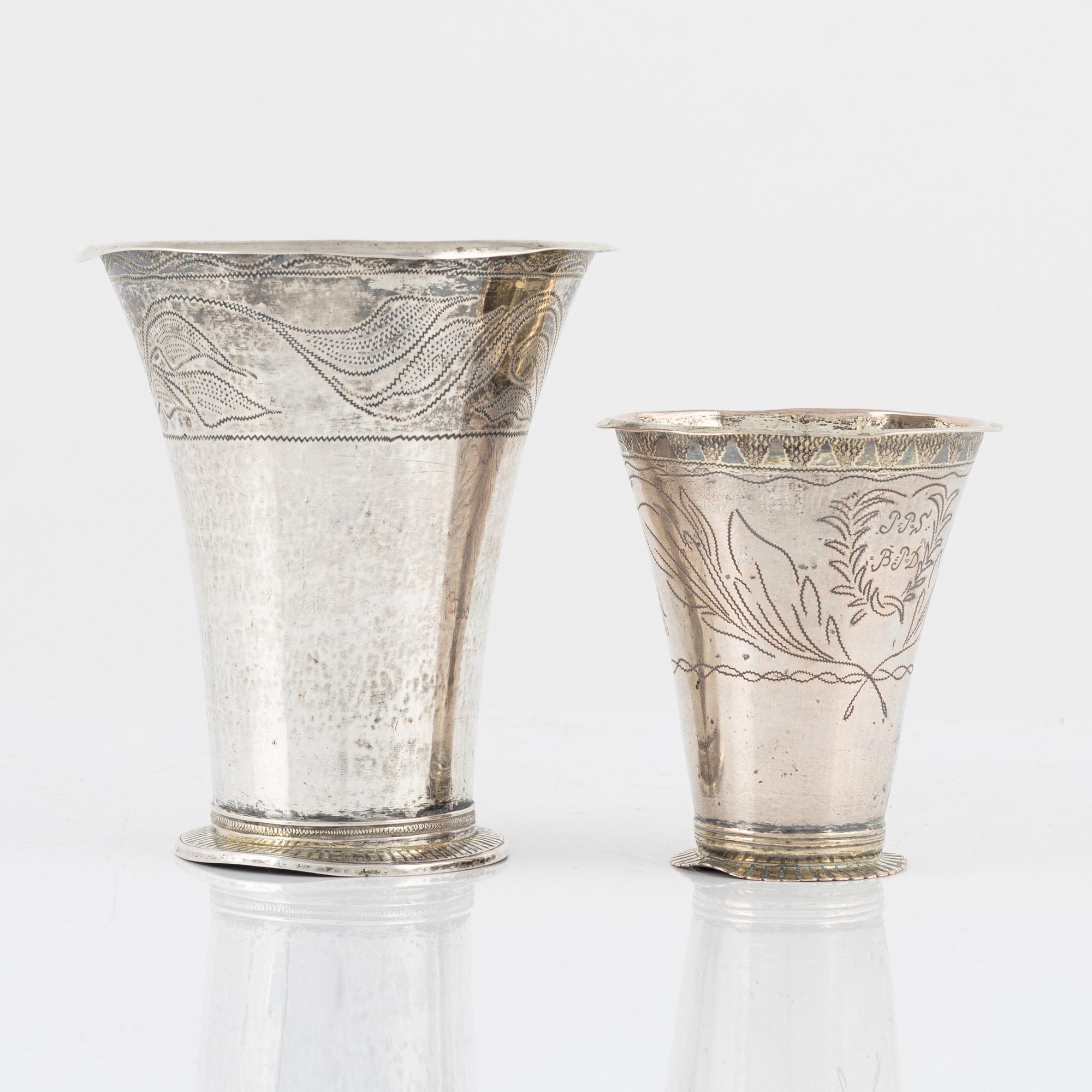 Two Swedish Silver Beakers, early 19th Century.