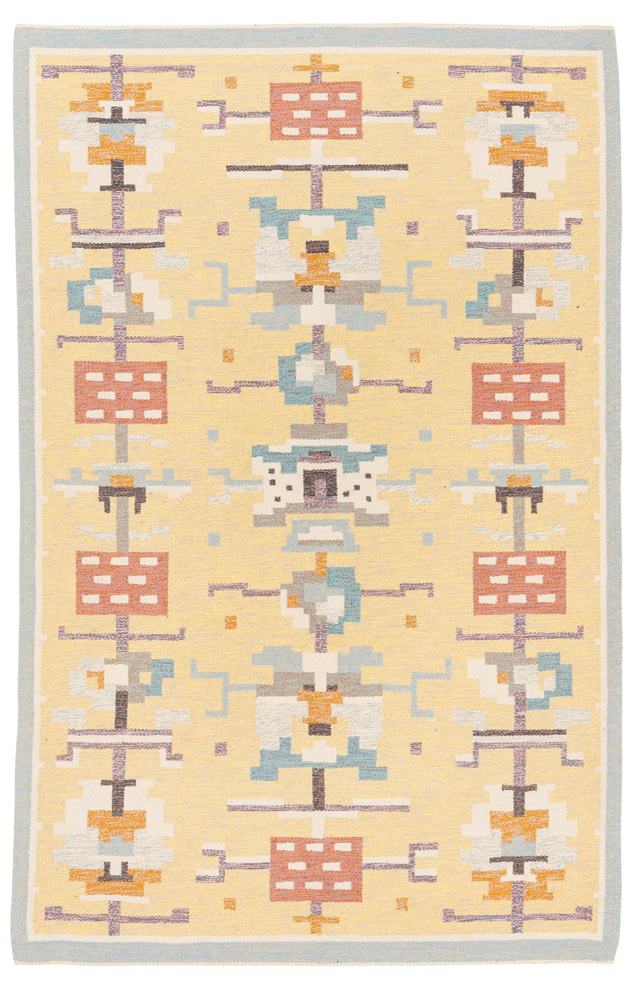 Agda Österberg, matta, rölakan, ca 303 x 194 cm, baksidan med broderad signatur.