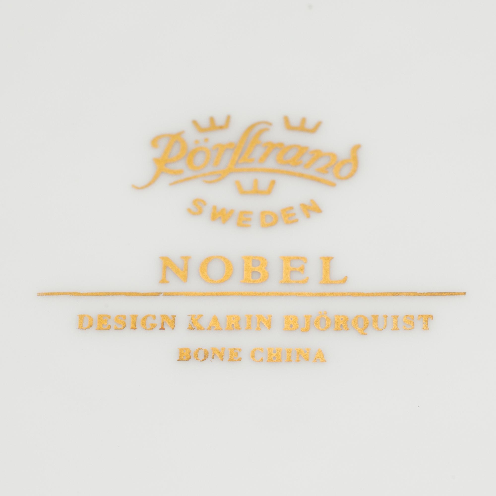 KARIN BJÖRQUIST, dessert bowls, (14 [12+2] ), bone china, "Nobel Jubilee 1991"+"Nobel", Rörstrand/Gustavsberg.