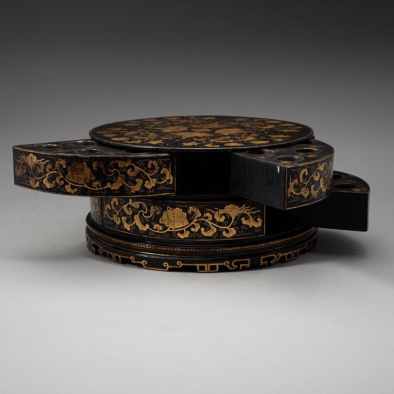 A black lacquer cabinet box with multiple drawers, Qing dynasty, 19th Century.