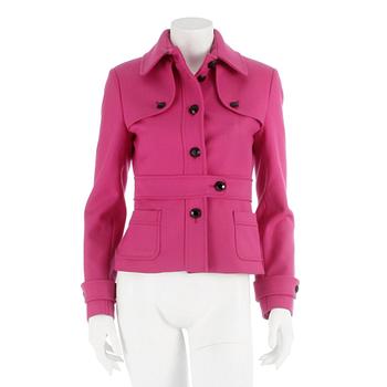 RED VALENTINO, a hot pink wool blend jacket. Size 42.