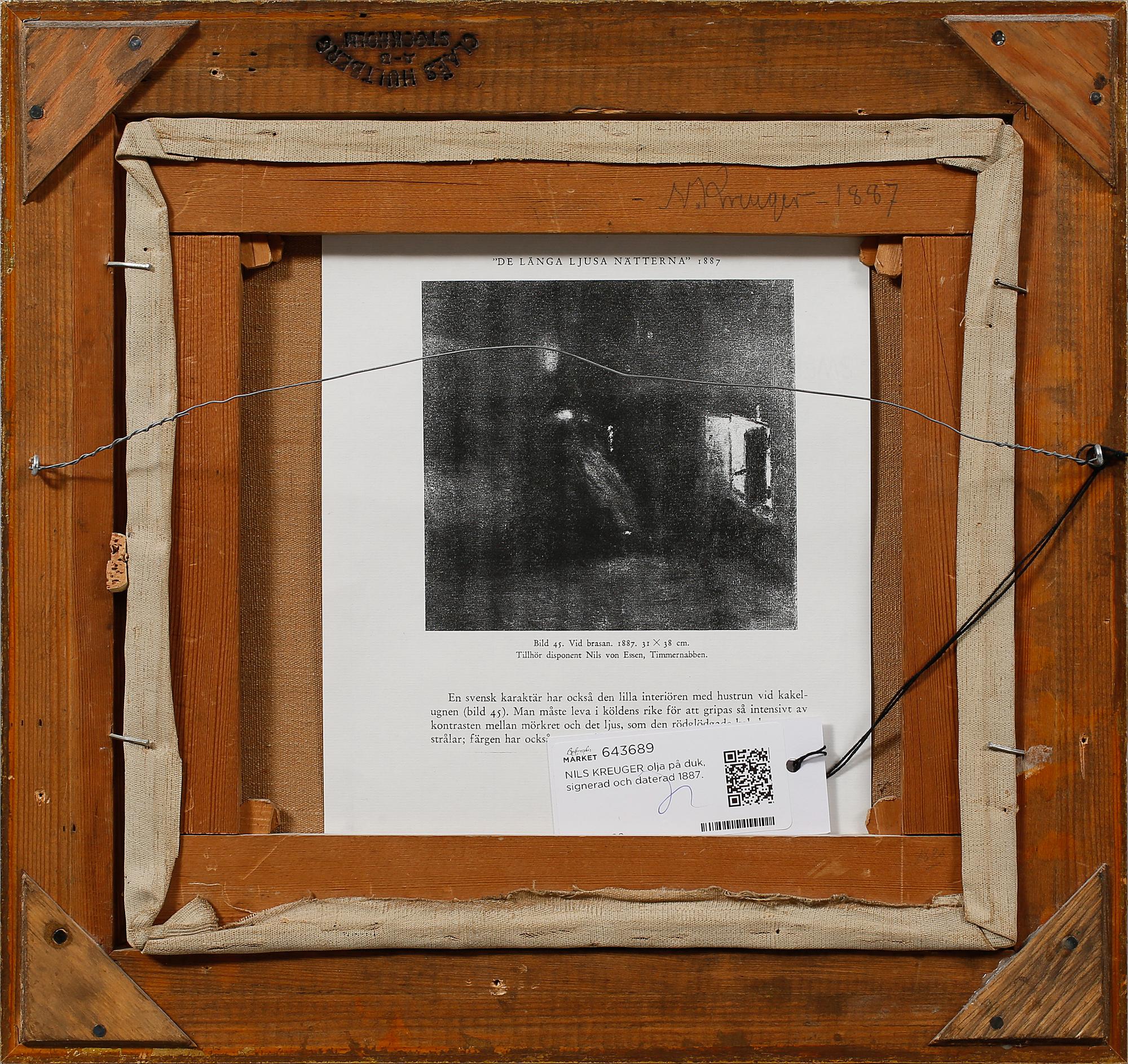 NILS KREUGER, olja på duk, signerad och daterad 1887.