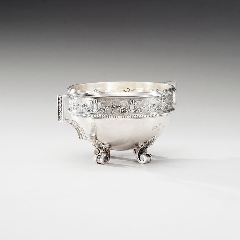 A FABERGÉ SILVER BOWL.