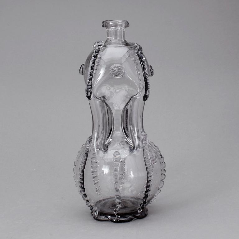 KLUCKFLASKA, glas, 1700-tal.