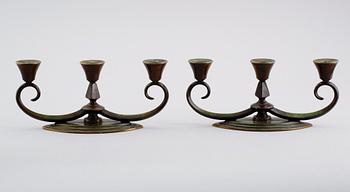 LJUSSTAKAR, 1 par, brons, Danmark, 1900-talets mitt.