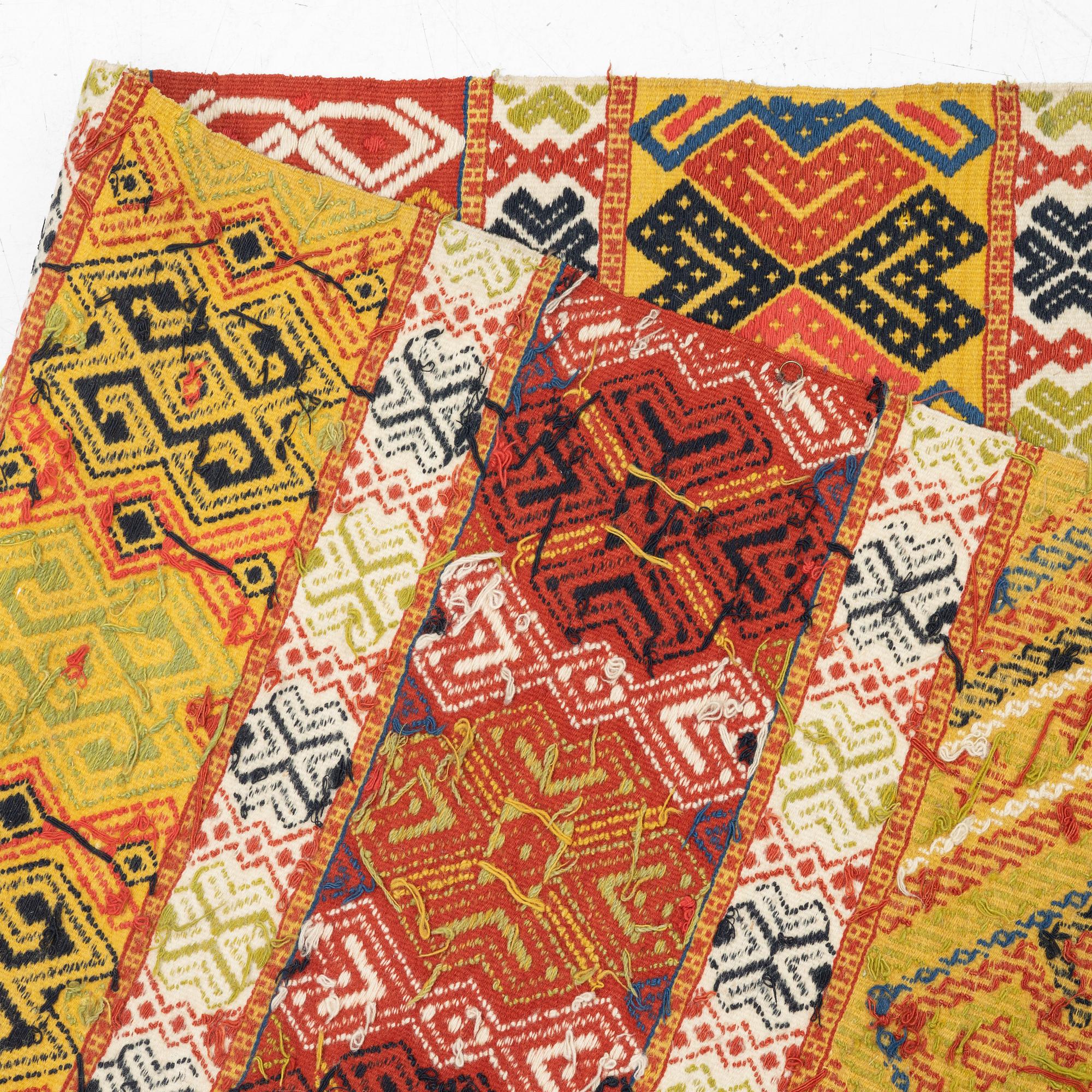 A bench cushion, flat weave c 392 x 52 cm, probably from Österlen, circa 1850.