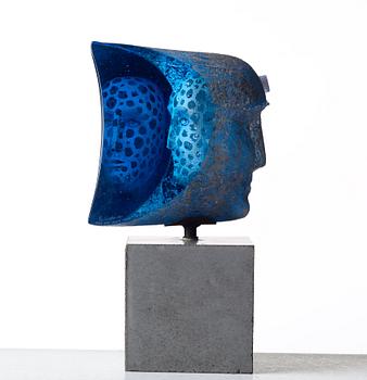 Bertil Vallien, skulptur, Janushuvud, Kosta Boda, unik.