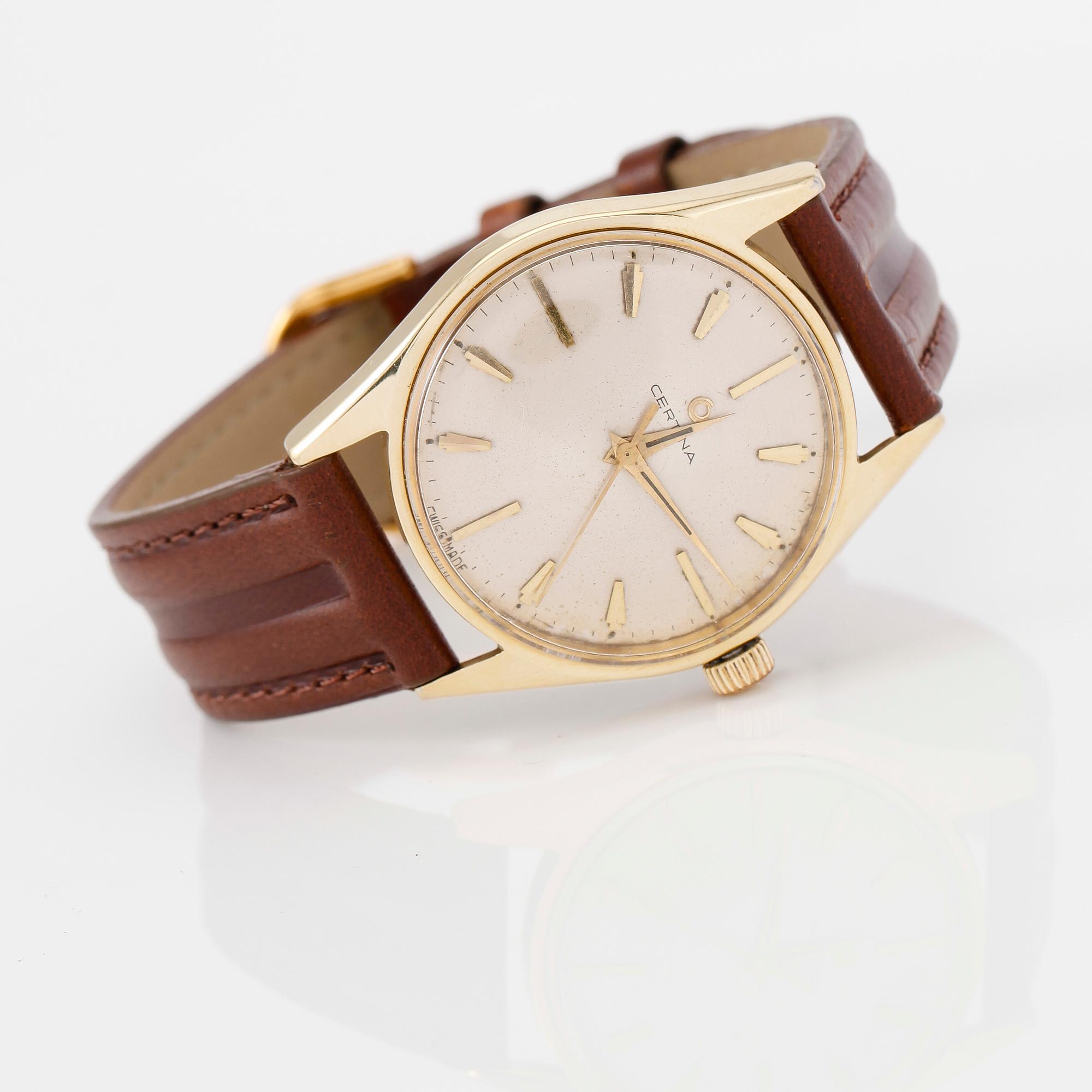 ARMBANDSUR, guld på stål, Certina, 1900-talets andra hälft.
