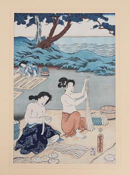 Utagawa Kunisada Kochoro Toyokuni III · UTAGAWA KUNISADA (TOYOKUNI III), tillskriven. Färgträsnitt.