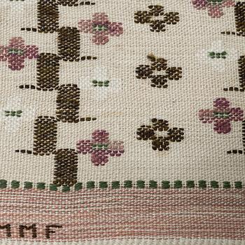 Märta Måås-Fjetterström, vävnad, "Slån", inplock på linnebotten, signerad AB MMF, ca 85 x 41,5 cm.