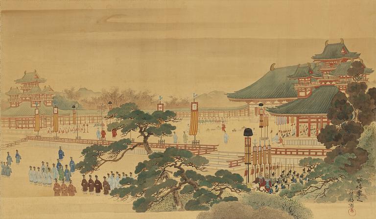 Taniguchi Kokyo, kopia efter, tusch och akvarell på siden.