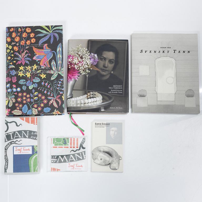 A collection of litterature and media about Estrid Ericson, Josef Frank and Firma Svenskt Tenn.