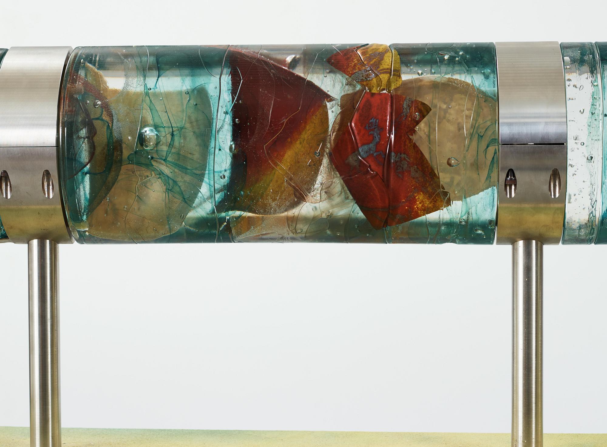 A Kjell Engman glass part sculpture group, Kosta Boda, Sweden 1997.