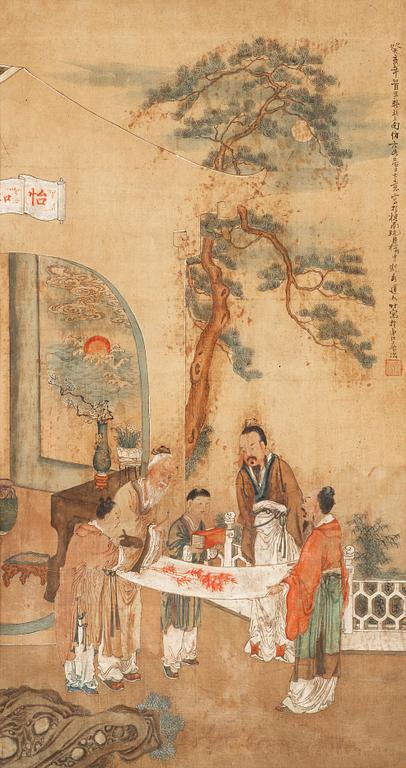 OKÄND KONSTNÄR, målning på siden. Qing dynastin, sent 1800-tal.