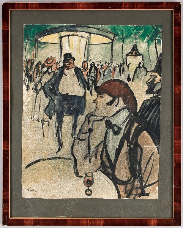 ADOLF HALLMAN, gouache, sign och dat -17.