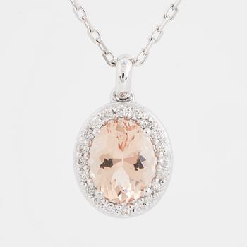 morganite and brilliant-cut diamond necklace.