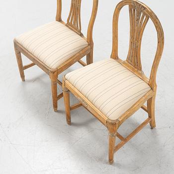 Eight Gustavian Chairs, around 1800.