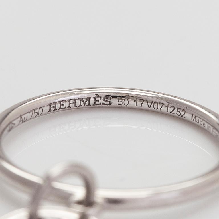 Hermès, an 18K whitegold 'Gambade' ring, with a diamond ca 0.01 ct.