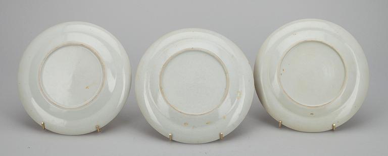 TALLRIKAR, 5 st, porslin, Kina 1700-tal.