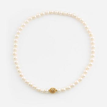 Collier med odlade pärlor, bajonettlås 18K guld.