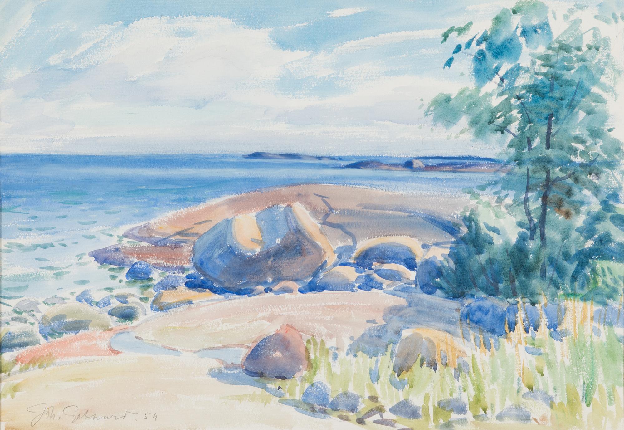 Johannes Gebhard, akvarelli, signeerattu ja päivätty -54.