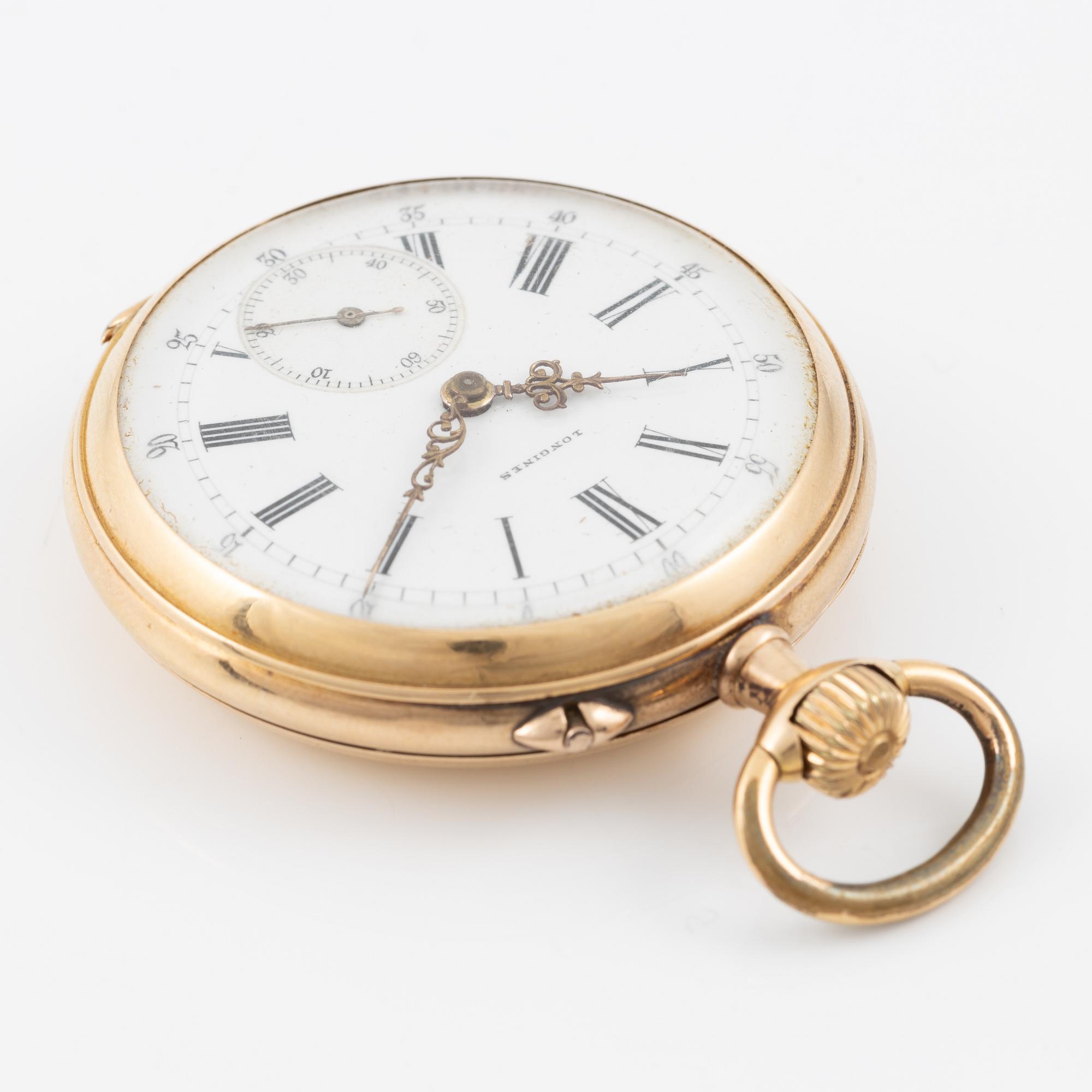 Longines, fickur, 18K guld, 39 mm.