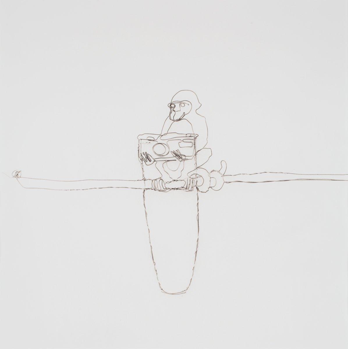 Vik Muniz, "Monkey With Bag (Steelwire Drawing)", 1995.