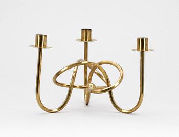 LJUSSTAKE, mässing, "Knuten", Firma Svenskt Tenn, samt BORDSTÄNDARE, Mylflam.
