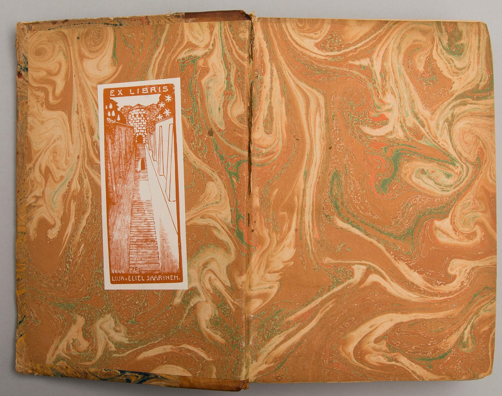 Four books of which two with Loja och Eliel Saarinen's Ex-Libris by Erik O.W. Ehrström, two given as gifts to Saarinen.