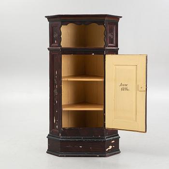 Corner cabinet, folk art, 19th century.