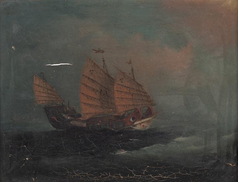 Unknown artist, marine motifs of junks.