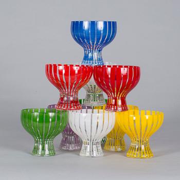 DESSERTSKÅLAR, glas, 10 st, Bengt Orup "STRICT", Johansfors. 1950-tal.