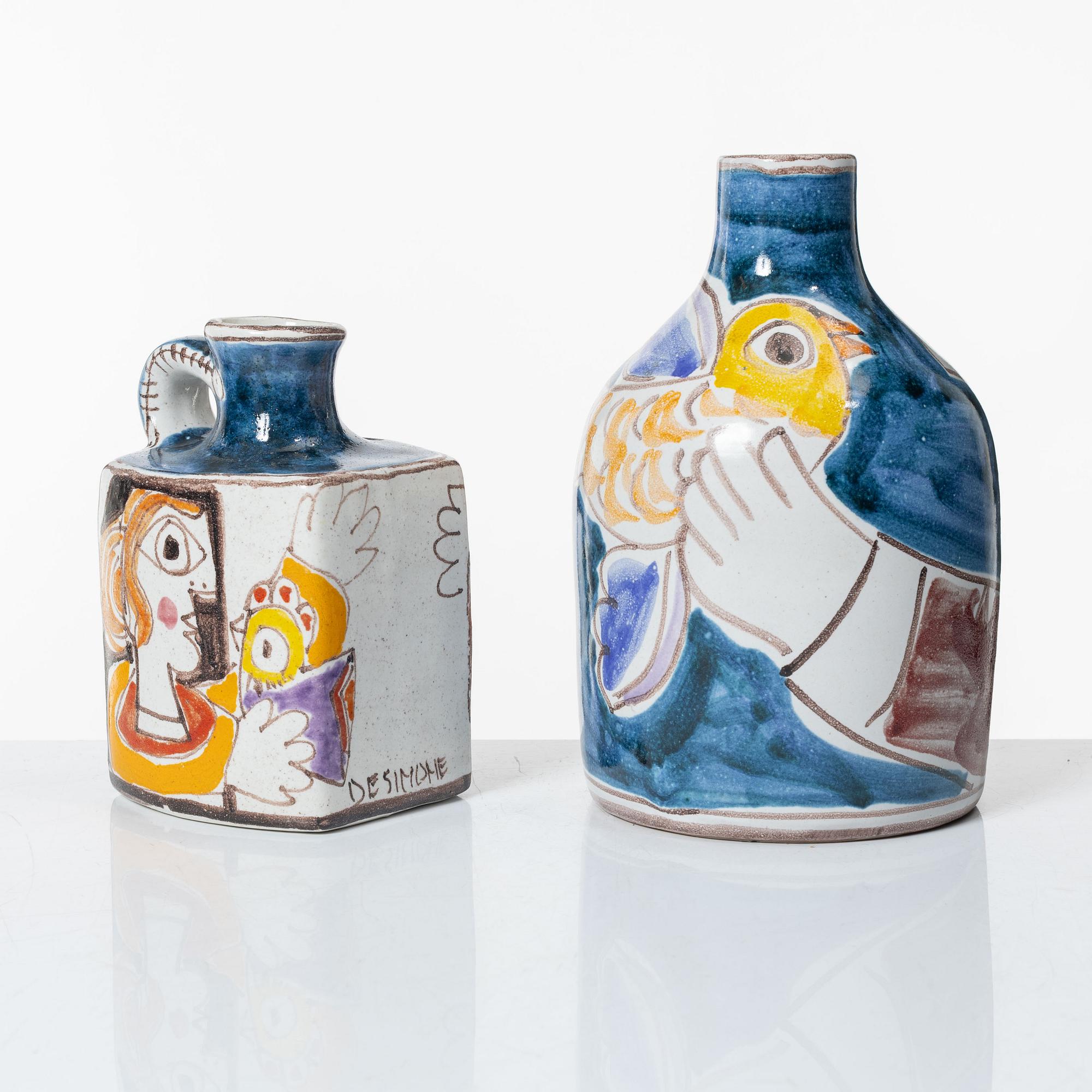 Vaser, 2 st, lergods, De Simone, Italien.