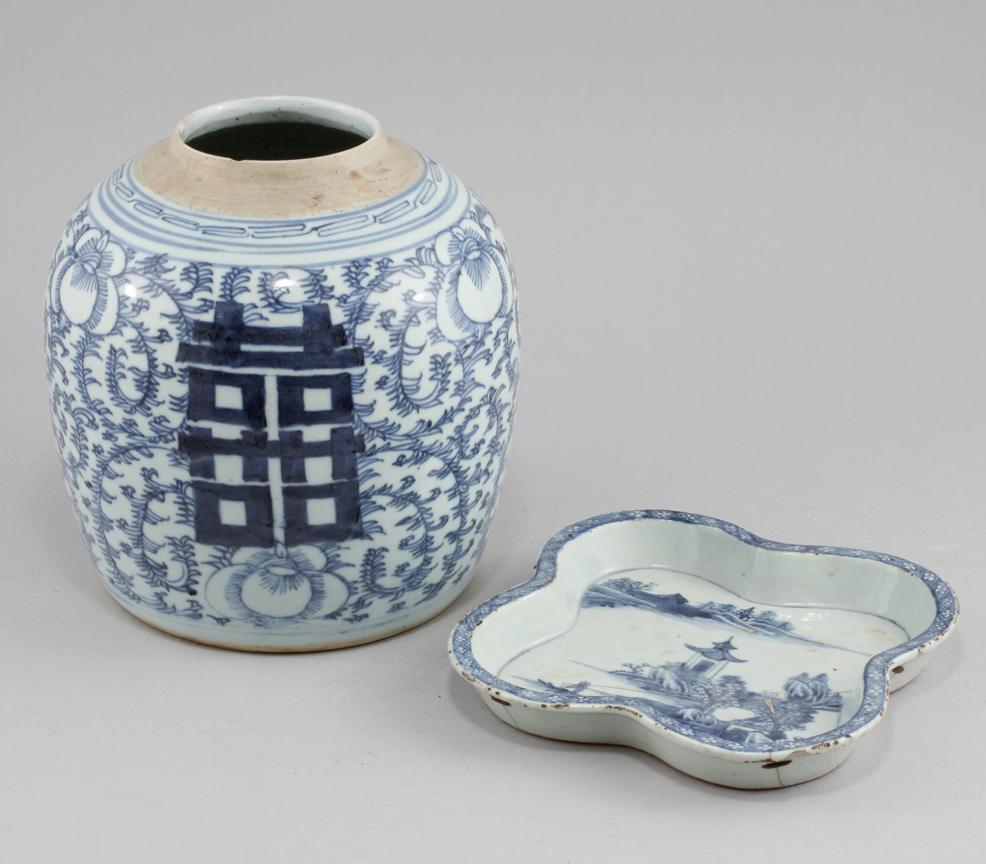 BOJAN samt SKEDFAT, porslin, Kina, 1800-tal.