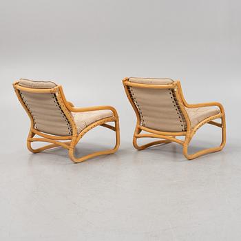 A bamboo and rattan three-piece 'Baden' furniture suite, IKEA, 1970's.