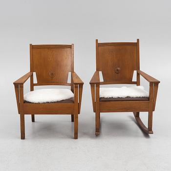Nordiska Kompaniet, an Art Nouveau 'Ringen' armchair and rocking chair, 1907.