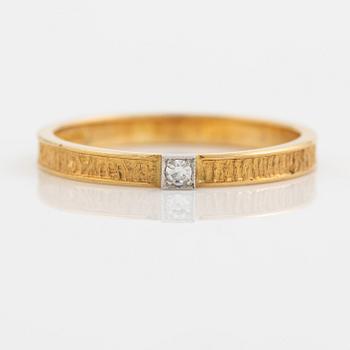 Lapponia, ring 18K guld med en åttkantslipad diamant, Finland 1978.
