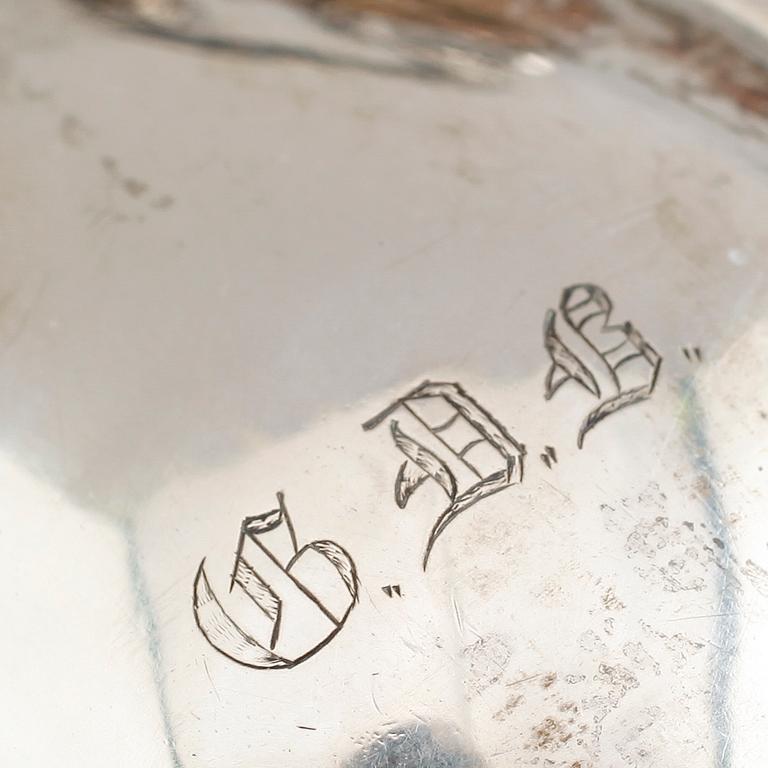 GRÄDDKANNA, silver, svenska stämplar, 1874. Vikt ca 131 gram.