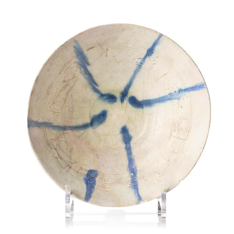 A glazed Kashan pottery bowl, Persia, around 1200 AD.