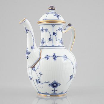 A 'Blue Fluted Plain' porcelain Coffee Pot, Royal Copenhagen, model number 48, 1898-1923.