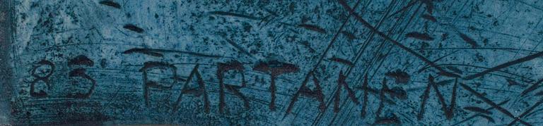 PAULI PARTANEN, VEISTOS, keramiikkaa sekä metallia, sign. ja päiv. -85.